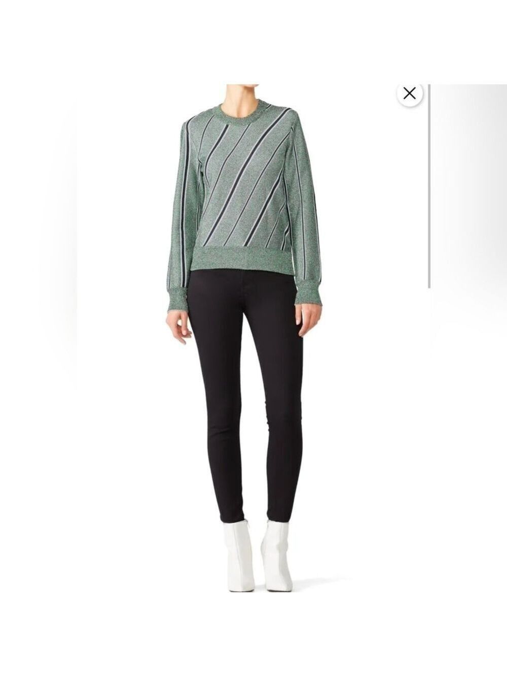 Cedric Charlier green striped Lurex sweater size 10